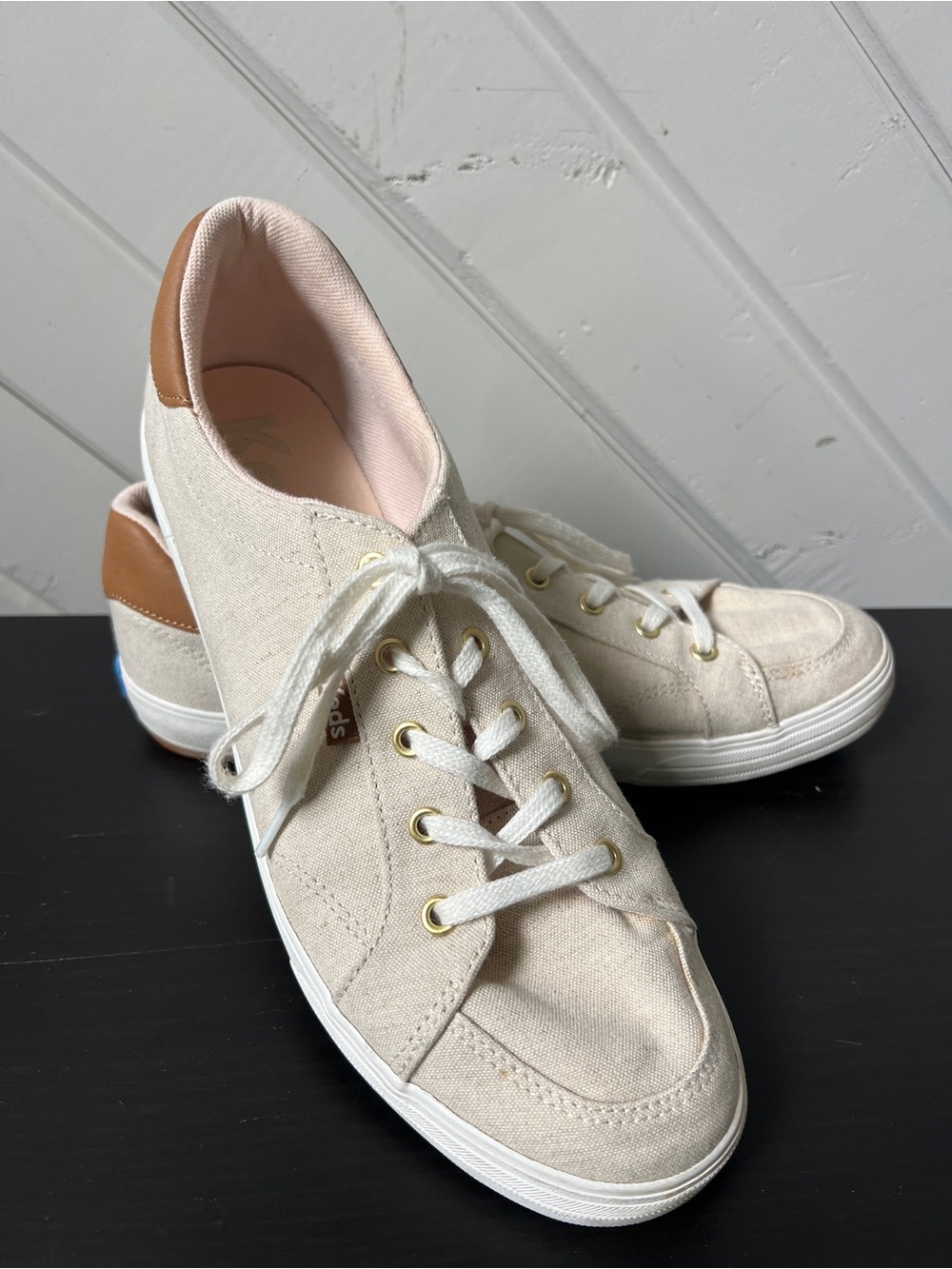 KEDS Ladies Lite Tan Sporty Canvas Tennis Shoes Sz10M